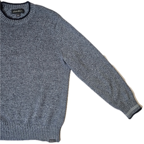 Eddie Bauer Sweater Mens Large Blue Marbled Cotton Crewneck Pullover Knit Casual - Picture 5 of 6